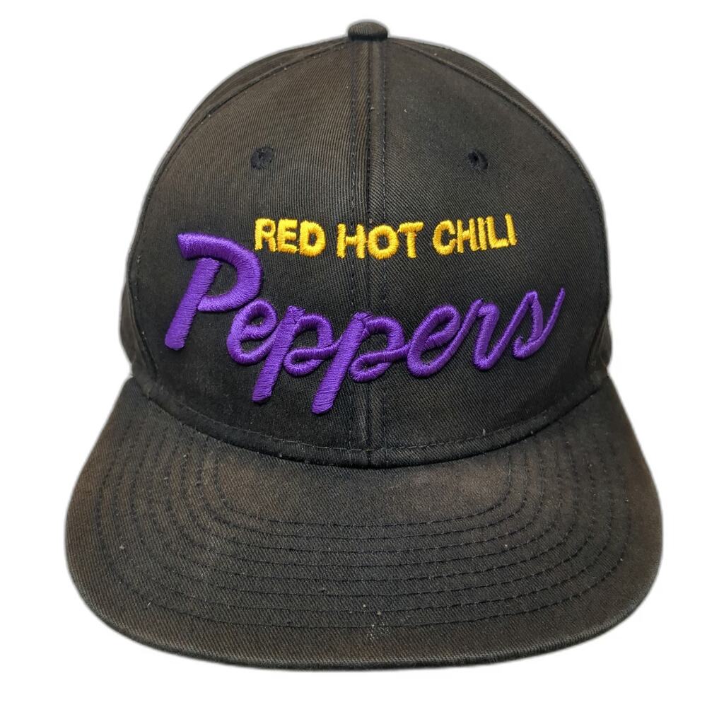 Red Hot Chili Peppers Snapback Black One Size Flat Brim Asterisk Logo Band Hat